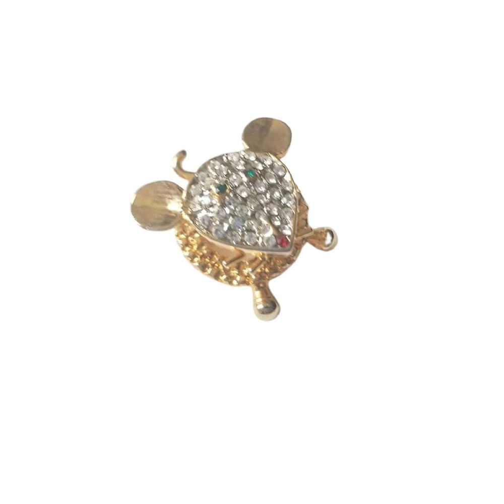 Crystal Encrusted Mouse Brooch with Articulated Head, Head bobs when moving
